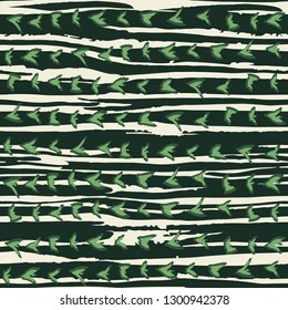 Hand drawn horizontally striped design with spiky organic forms. Cactus skin inspired seamless vector pattern. Great for textile, home decor, fashion and stationery, backdrops, web.