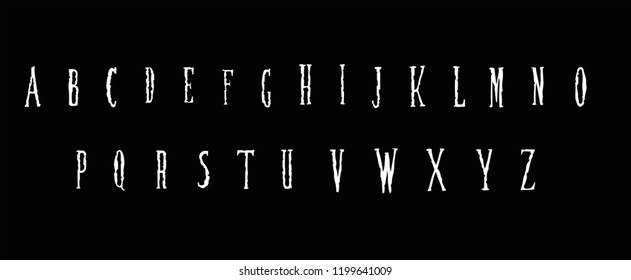 Hand drawn horror font. Scary alphabet font.