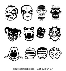 Caras fantasma de horror de mano