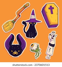 hand drawn horror halloween elements collection vector design illustration