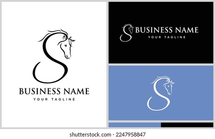 hand drawn horse initial logo