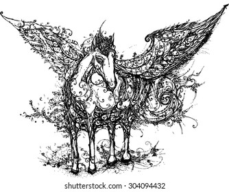 hand drawn horse line art