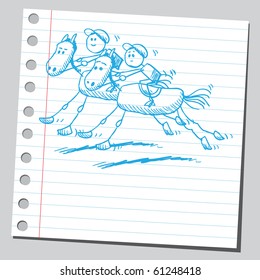Hand drawn horse racing