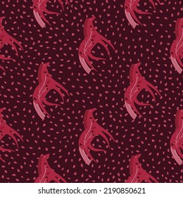 Hand drawn horse seamless pattern. Cute cartoon wallpaper with wild flower and stylized animals. Design for fabric, textile print, wrapping paper, cover. Vector illustration