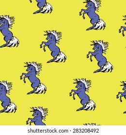 hand drawn horse seamless pattern