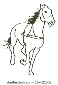 hand drawn horse - vector illustration