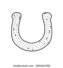 Hand drawn horseshoe in doodle style. Isolated on white vector illustration.