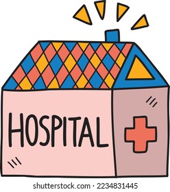 Hand Drawn hospital building illustration isolated on background