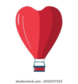 Forma cardíaca de globo aerostático dibujado a mano. Elemento de caricatura para San Valentín Día, Boda e Ilustración del Vector de Concepto de Amor.