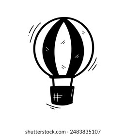Hand Drawn Hot Air Balloon Illustration. Doodle Vector. Isolated on White Background - EPS 10 Vector