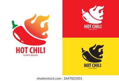 Hand Drawn Hot Chili Pepper logo, vector design, spicy food, sauce, fresh, fire, symbol, company logo, agriculture, food business.