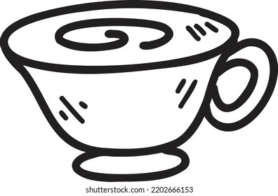 Hand Drawn hot coffee mug illustration isolated on background
