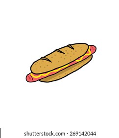 hand drawn hot dog