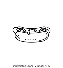 Hand Drawn Hot Dog, Sausage Vector Illustration