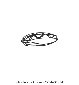 Hand drawn hot dog. Single element isolated on white background. Fast food. Vector illustration