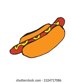 Hand drawn hot dog vector drawing illustration