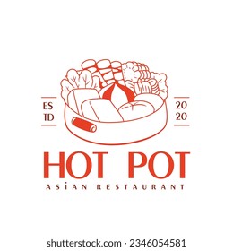 Hand drawn hot pot logo illustration