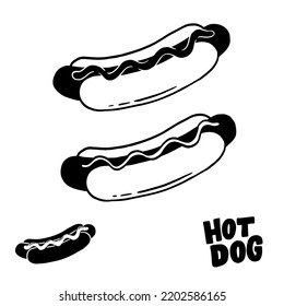 Handgezeichnete Hot Doodle. Geschmackvolle Illustration der Wurst mit Knospen.