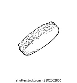 vector doodal de hotdog dibujado a mano