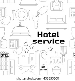 Hand drawn Hotel service pattern. Vector illustration, EPS 10