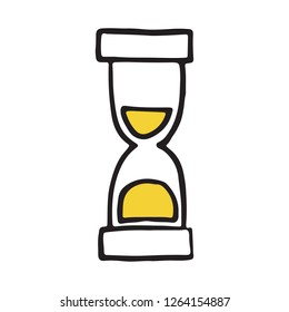 Hand Drawn hourglass doodle icon. Vector illustration