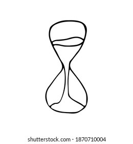 Icono de reloj de arena dibujado a mano en vector. Icono de doodle hourglass en vector. Mirador de arena dibujado a mano. Reloj de arena Doodle