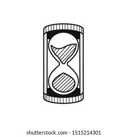 Hand drawn hourglass isolated on a white. Vector illustration.
