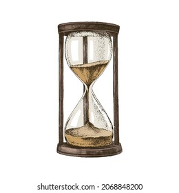 Hand drawn hourglass in retro style