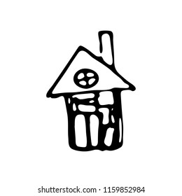 Hand Drawn house doodle. Sketch style icon. Decoration element. Isolated on white background. Flat design. Vector illustration.