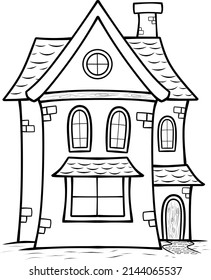 Hand Drawn House Home Coloring Page Stock Vector (Royalty Free ...