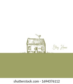 hand drawn house illustration vector art
