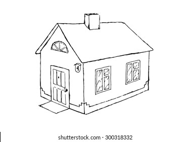 Hand Drawn House On White Board Stock Vector (royalty Free) 300318332 