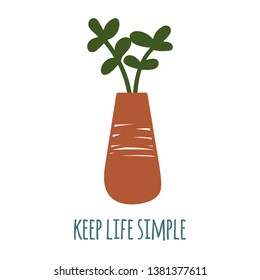 Hand drawn house plants and flowers. Scandinavian style illustration. Motivation card. Vector illustration.