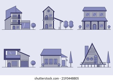 Patrón vectorial sin costura dibujado a mano. linda casa de azul. ilustración. Fondos texturados para carteles, textiles para tarjetas, plantillas de papel tapiz