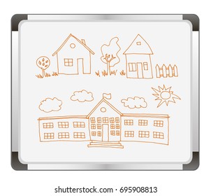 Hand drawn house set on flip chart background. Vector illustration.