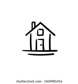 Hand drawn house. Simple vector icon