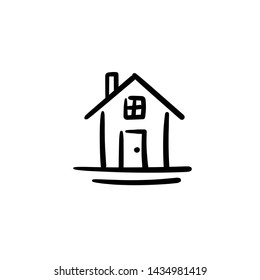 Hand drawn house. Simple vector icon