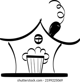 Hand drawn house. Simple vector icon. Family home minimalist black linear design isolated on white background. 
