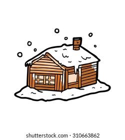hand drawn house with snow