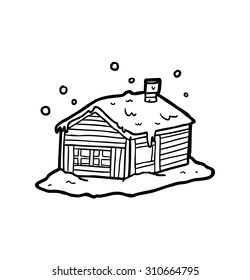 hand drawn house with snow