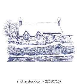 Hand drawn house, vector illustration