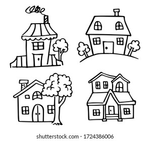 Hand drawn house vector set.