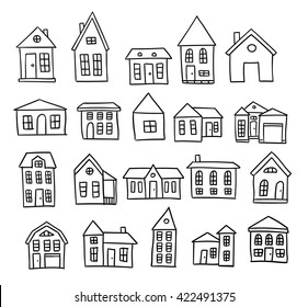 Hand drawn house vector set