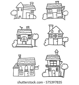 Hand drawn house vector set