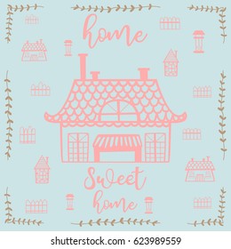 Hand drawn house vector set