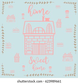 Hand drawn house vector set