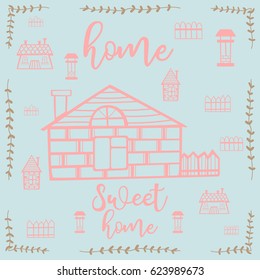 Hand drawn house vector set