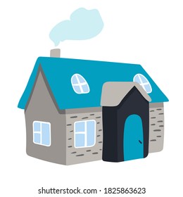 La casa dibujada a mano. Ilustración de esbozo del vector. aislado en blanco