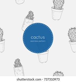 Hand drawn houseplant . cactuses and succulents in pots. sketch vector.