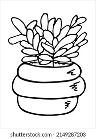 Сute hand drawn houseplant in a pot clipart. Plant illustration isolated on white background. Cozy home doodle.